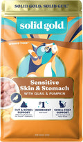 Solid Gold Sensitive Stomach Dry Cat Food - Grain Free & Gluten Free Sensitive Stomach Cat Food for Indoor Adult & Senior Cats - Dry Kibble for Cats w/Quail, Pumpkin & Probiotics for Gut Health - 3lb
