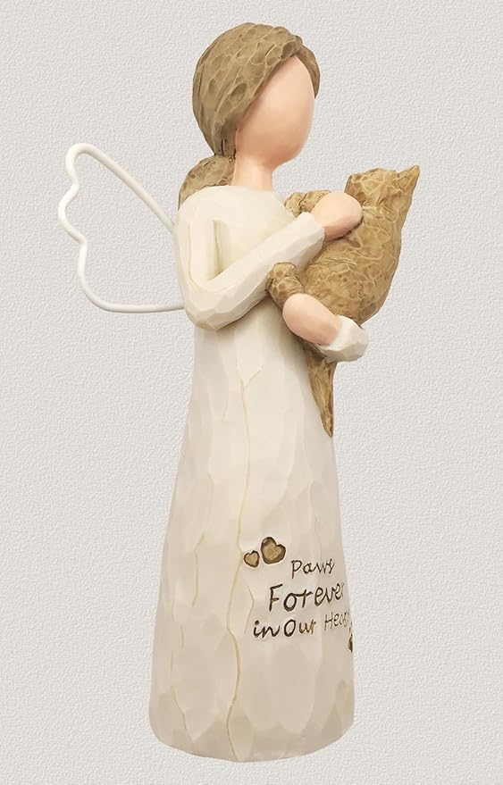Cat Memorial Gifts for Loss of Cat, Cat Loss Sympathy Gifts, Cat Bereavement Gifts in Memory of Passed Away Pet Cat, Resin Cat Angel Figurine for Cat Mom and Cat Lovers