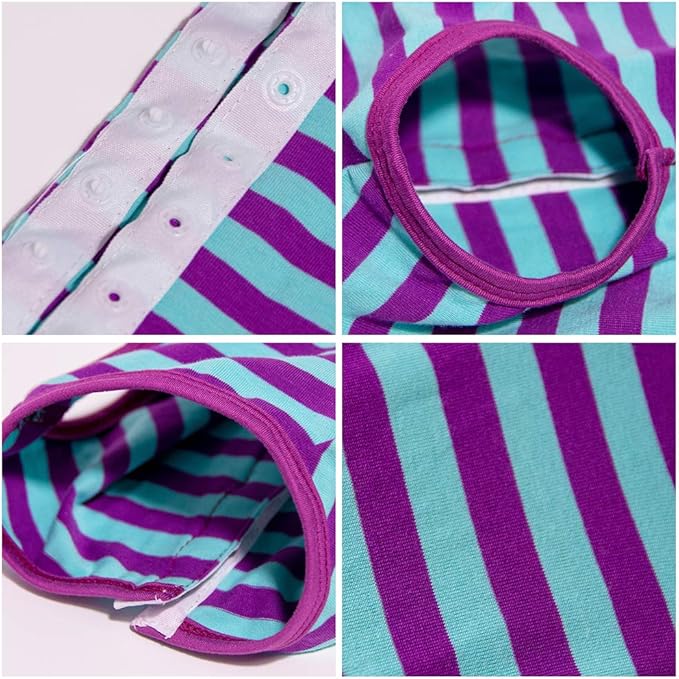 Dog’s Recovery Suit Post Surgery Shirt for Puppy, Wound Protective Clothes for Little Animals(Purple Blue Stripe-xs)