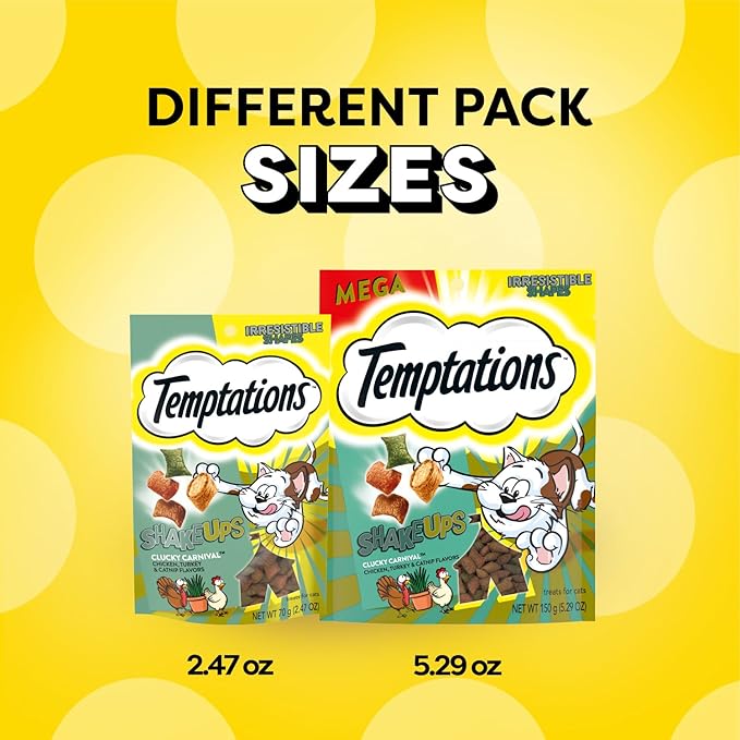 Temptations Cat Treat ShakeUps, Crunchy and Soft Cat Treats, Clucky Carnival, 5.29 oz. Pouch