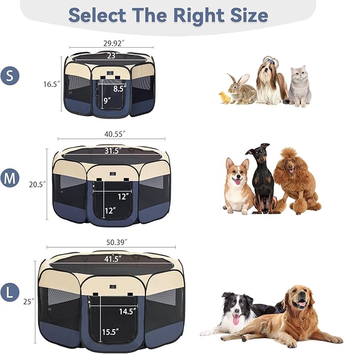 Portable Indoor Dog Playpen for Small Dogs & Puppies by A 4 Pet – 50.39" Pop-Up Soft Puppy Playpens with Bowl, Waterproof Floor, Calm Safe Space for Home, Travel & Daily Use