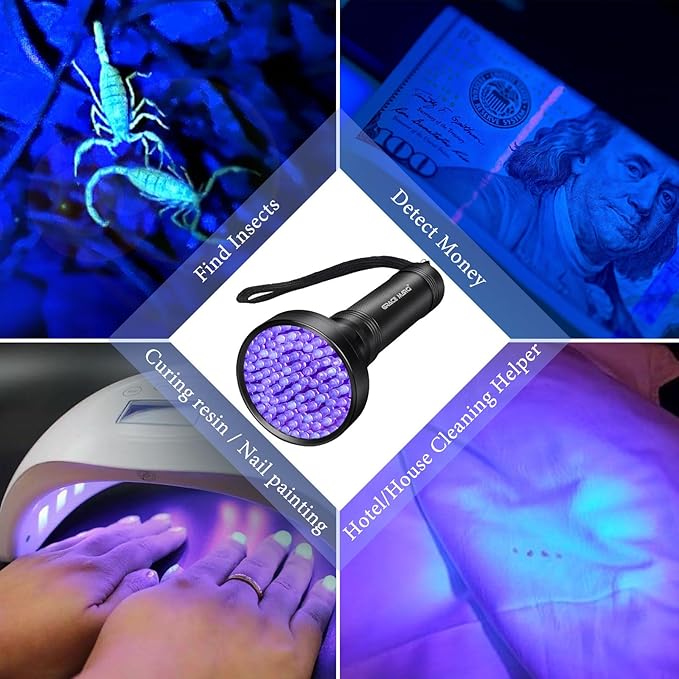 UV Flashlight Black Light, 100 LED Blacklight Flashlight for Dog/Cat Pet Urine Detector, Bed Bug, Scorpion, Show Drying Urine Stains on Toilets