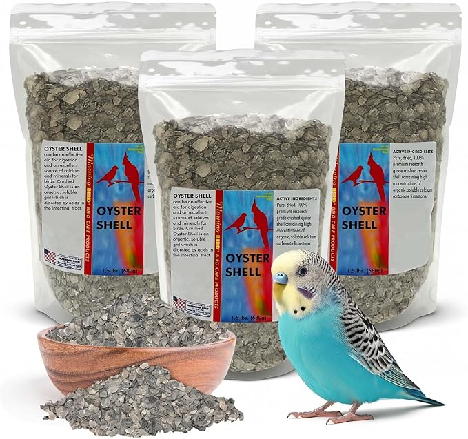 Morning Bird Oyster Shell for Birds 4.5 lbs (3-Pack, 1.5 lbs Each) – Natural Calcium Supplement – Sustainably Harvested from California Coast – Easy to Mix – Safe Year-Round Bird Food Additive