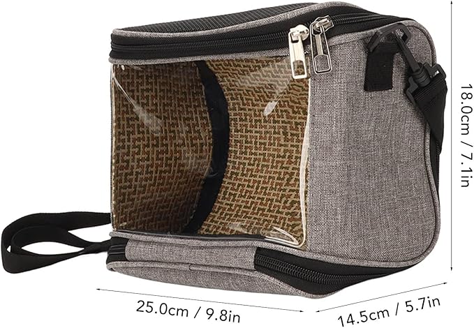 Transparent Bird Carrier Bag, Portable Lightweight Parrot Travel Cage with Ventilated Mesh and Rattan Weave for Cockatiels Parakeets Small Birds (Gray)