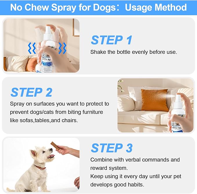 Bitter Apple Spray for Dogs to Stop Chewing | Natural Non-Toxic No Chew Spray for Dogs 150ml, Dog Training & Behavior Aids Chew Deterrent | Stop Licking Wounds | Protect Furniture Shoes