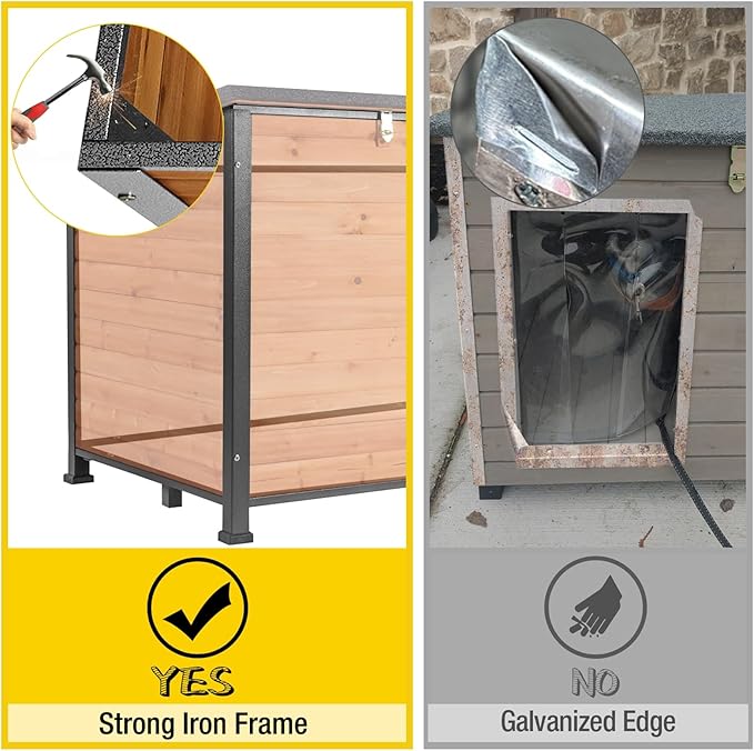 Aivituvin Heated Dog House Outdoor 59" Extra Large Insulated Dog Kennel with Heating Pad Keep Warm in Winter Dog Cage for Small & Medium & Large Dogs,All-Around Strong Iron Frame