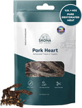 Skona PetFood Pork Heart Jerky Dog & Cat Treats, Single-Ingredient, High Protein Training Snacks, Natural & Healthy, USA Made, Rich in Nutrients, Supports Heart, Eye & Dental Health, 4oz