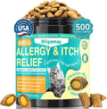 Cat Allergy Relief for Cats, 500 Crunchy & Creamy Anti-Itch and Immunity Chews for Itchy Skin, Paws, Eyes, Ears| Stop Licking & Scratching, Supports Seasonal Itching, Chicken Flavor