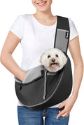 Pawaboo Pet Dog Sling Carrier, Hand Free Breathable Mesh Puppy Carrier, Dog Papoose with Zipper Touch Pocket and Adjustable Strap, Crossbody Satchel Dogs Purse for Outdoor, L, Black