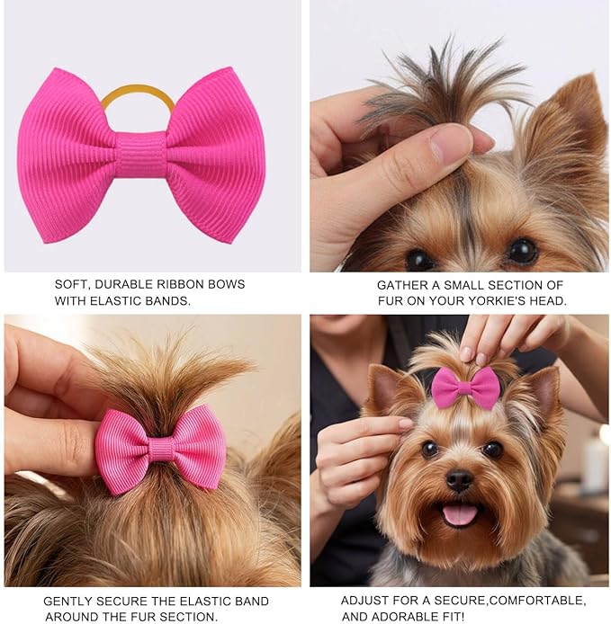 Dog Hair Bows Puppy Hair Bows Small Mini Rubber Bands Pet Grooming Accessories 60pcs (30 Pairs)