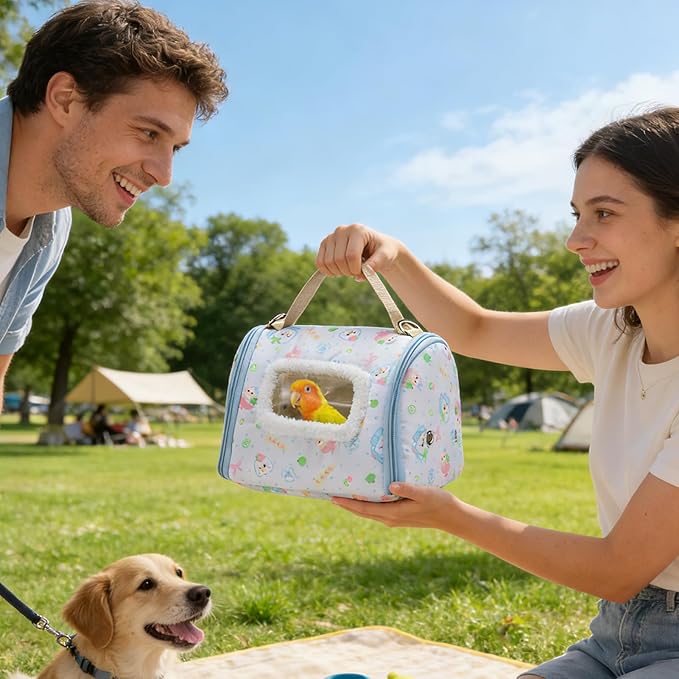 Portable Bird Carrier, Travel Parrot Box, Parrot Transport with Transparent Window, Lightweight Bird Carrier Durable, Pet Accessory with Easy Use, Travel for Parakeet Conure
