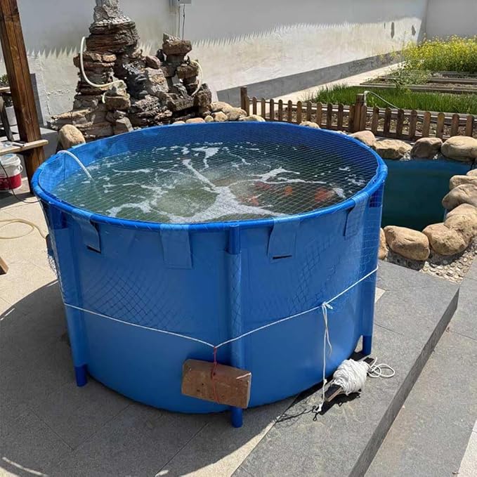 Canvas Fish Pond for Koi Large Collapsible Canvas/Plastic Above-Ground Ponds for Koi Culture Agricultural Irrigation Above Ground Pond with Durable Brackets 78X39 in(3100 L)