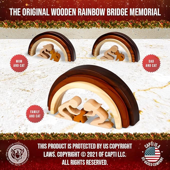 Capti Rainbow Bridge Cat Memorial Gifts - I'll Meet You at The Rainbow Bridge - Pet Loss Gifts, Bereavement, Sympathy Keepsake Cat Mom Gifts for Loss of Pet
