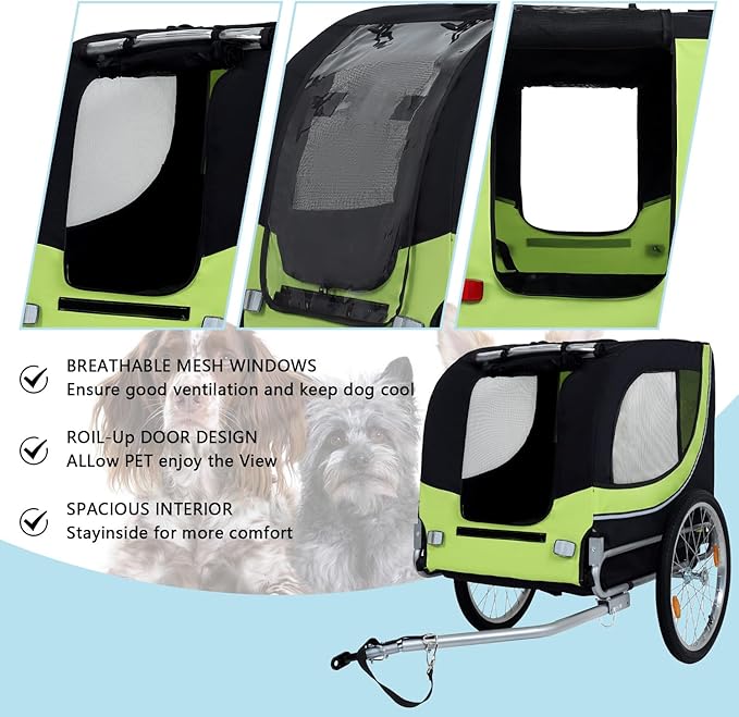 Large Dog Trailer for Bike, Folding Bike Trailer for Dogs with 18.9" Wheels, 120LB Capacity All-Terrain Pet Carrier, Universal Bicycle Coupler