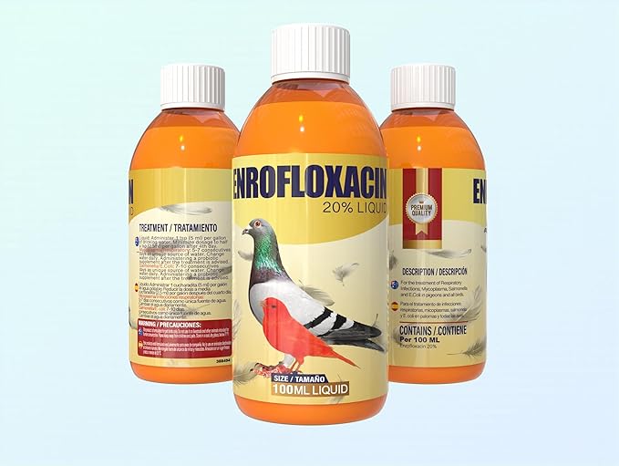 ENRO_FLOXACIN Powder 100g, Liquid 100ml or 100 Tablets for Pigeon and All Birds para Palomas y Aves (100 ml Liquid)