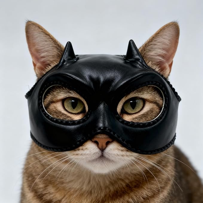 Cat Bat Mask,Cat Cosplay Hat,Made of Latex, Soft And Fit, Adjustable Size, Suitable For cats under 12 lbs