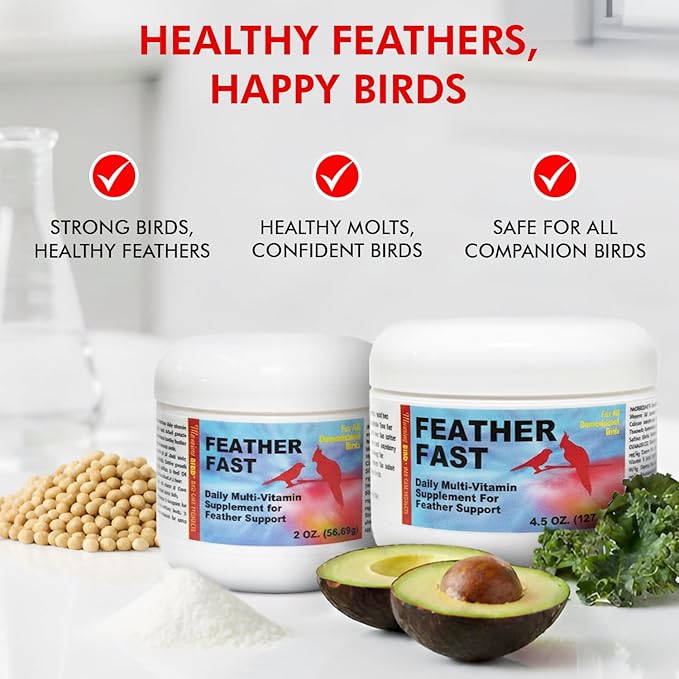 Morning Bird Feather Fast 4.5 Oz – Daily Multi-Vitamin for Growth & Molting Support – Promotes Healthy Feather Strength & Full Plumage – Supplement for All Adult Birds