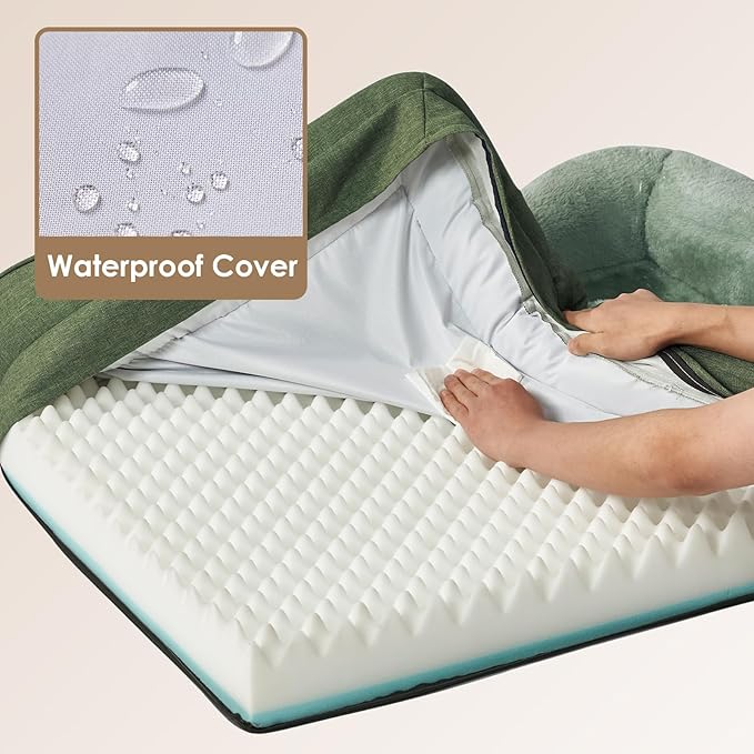 EHEYCIGA Orthopedic XL Dog Bed for Large Sized Dog, 42x30x7.5 Inch Extra Large Memory Foam Dog Couch Bed with Sides, Waterproof Liner & Washable Removable Cover, Green