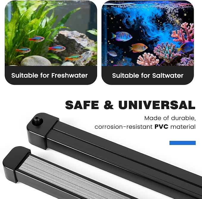 hygger Weighted Nano Mist Bubble Wall Bar, 15.7" Self-Sinking ABS Air Stone Strip with Gentle Oxygen Diffuser for Freshwater & Marine Aquarium, Hydroponics