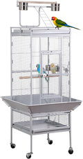 LEMY 61 Inch Bird Cage,Large Iron Flight Parakeet Cage with Play Top and Rolling Stand,White Indoor&Outdoor Use Birdcage for Parrots,Cockatiels,Conures,Lovebirds, Small Birds