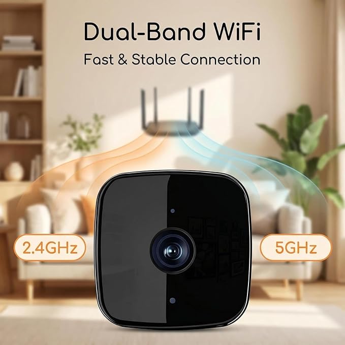 Smart 2K Window Security with Peel-and-Stick Installation, Bluetooth, AI Color Night Vision, 24/7 Continuous Recording for Home Security&Pet Monitoring&Driveway Surveillance (USB 64GB)