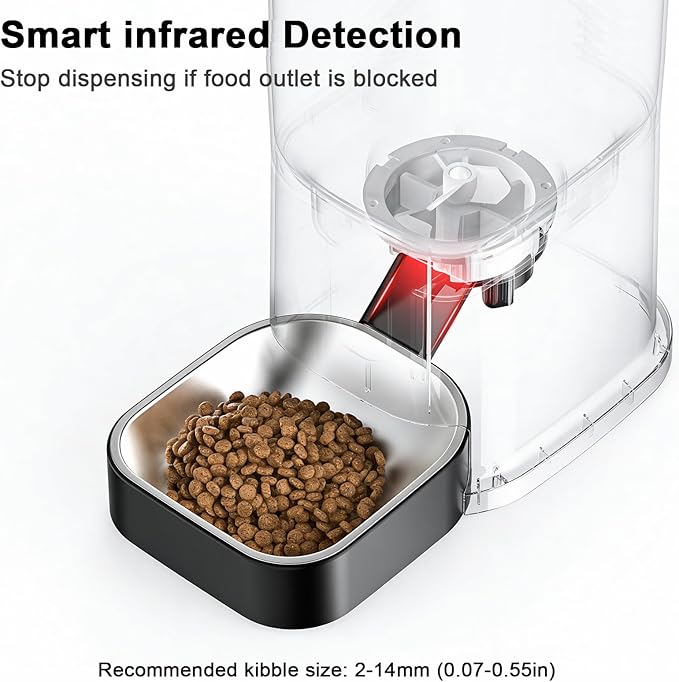 Automatic Cat Feeder, 2.4G WiFi Automatic Dog Food Dispenser,Auto Dog Feeder with APP Control, 5L Timed Auto Cats Food Dispenser w 2-Way Audio for Multiple Pe