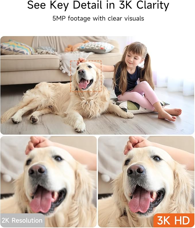 2 Pack 5G Pet Camera Indoor with Phone App, 3K Cat Dog Camera with Speaker, 5MP Cameras for Home Security, Person/Pet/Facial AI Detection Pan-Tilt Motion Tracking, 2-Way Talk, 2.4G/5G Dual-Band Wi-Fi