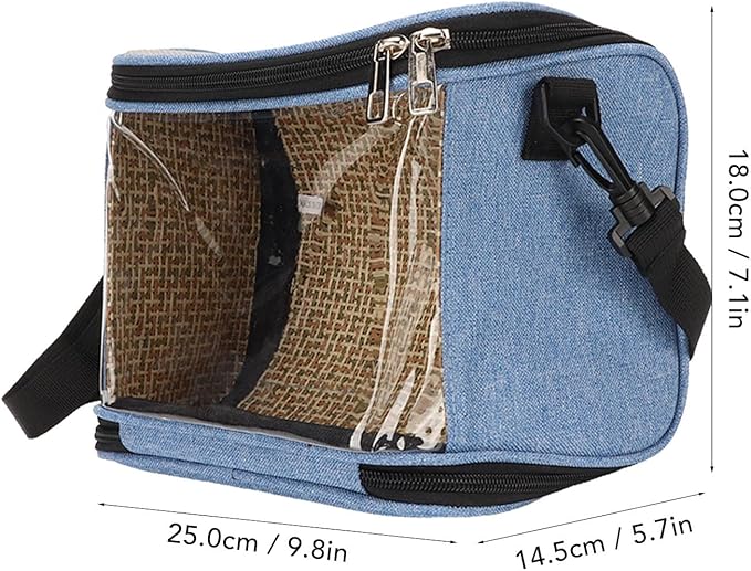 Bird Carrier Bag,Portable Travel pet Hamster Bag,Transparent Lightweight Breathable Parrot Travel Cage for Cockatiels Parakeets Small Bird Rat Guinea Pig Squirrel Carrier (Blue)