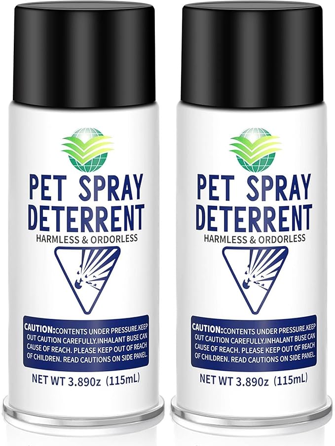 Cat Deterrent Spray Refill, Pet Spray Deterrent System, Motion Activated Cat System, Cat & Dog Odorless & Indoor, Up to 3 Feet Away, Pet Deterrent Spray Refill 2 Pack 7.78Oz