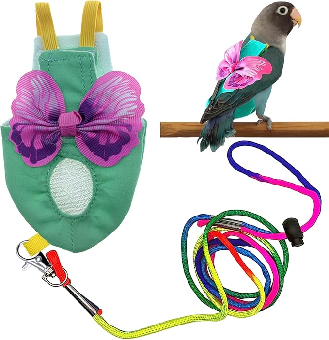 Bird Diapers Harness and Leash Parrot Diapers Parrot Flight Clothes Suit Bird Clothes Washable Bird Nappy Recovery Diapers for Small Medium Birds Parakeets Parrot Cockatoos Cockatiel Macaws-Large