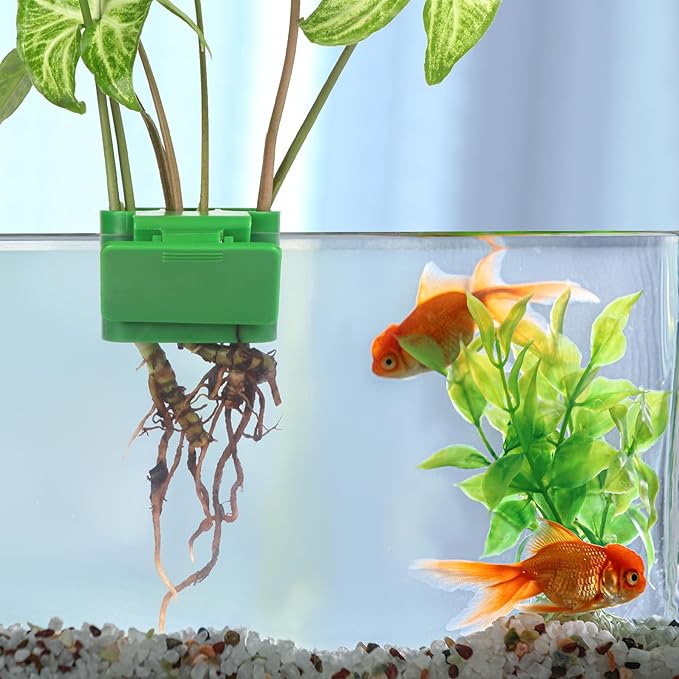 3 Holes Upgraded Aquatic Plant Cup Aquarium Plant Holder for Tank,Aquascape Accessories Decorations- Green 4 Pcs