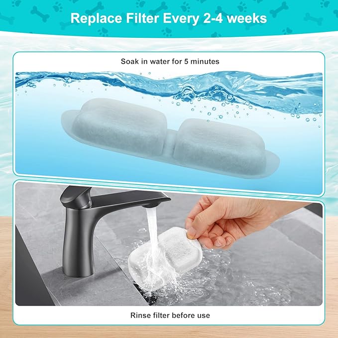 16 Pack Pet Fountain Filter Replacement for 7L/230oz/1.8G Stainless Steel Dog Water Fountain - Cat Water Fountain Filters and Sponges