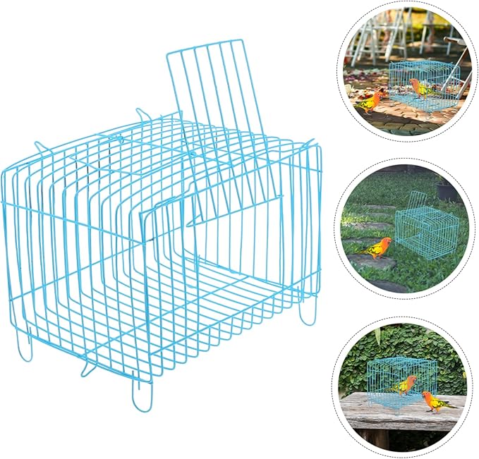 Portable Parrot Travel Cage Standing Perch Wear-Resistant Steel Wire Carrier for Small Birds Convenient Bird Carrier for Travel