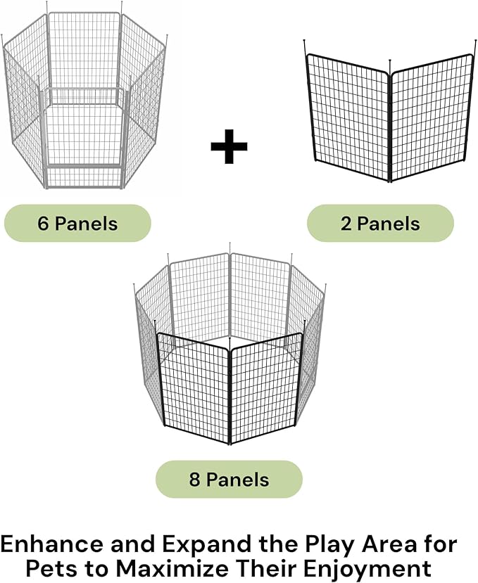 SunsGrove Dog Playpen Out Door with Wider Door, Heavy Duty 50 Inch 2 Panels Dog Pen, Anti Rust Dog Fence, Easy Insert into Soil, Pet Playpen for Yard RV Camping