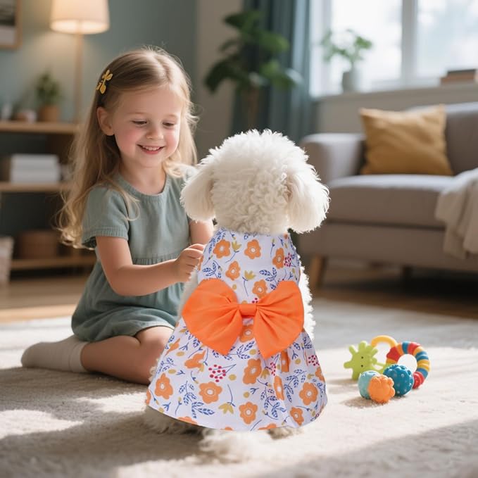 choyaxo Floral Dog Dress Cute Dog Skirt Pet Dress Summer Pet Clothes for Puppy Small Cats