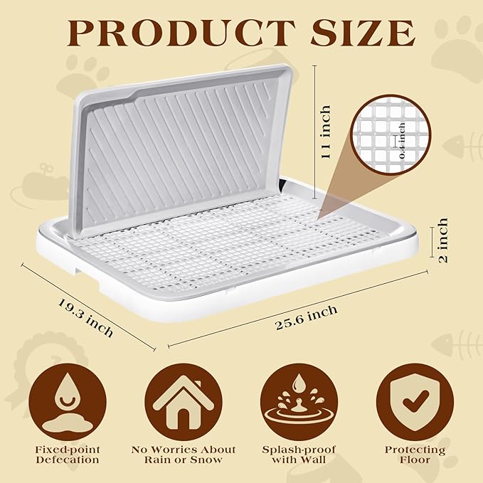 Paterr 2 Pcs Dog Potty Toilet with Removable Splash Wall Pet Indoor Dog Mesh Training Toilet Portable Training Pee Pads Holder Litter Box with Pee Wall for Puppy, Pet(25.6 x 19.3 x 13)