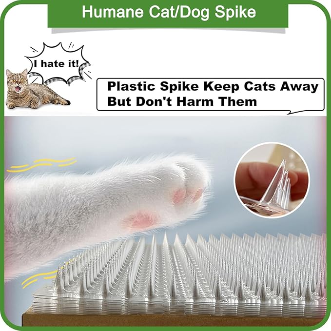 8 Pack Scat Mat for Cats - 16 x 13 Inch Cat Spike Mat with 1 Inch Spike, Cat Repellent Indoor & Outdoor Mat to Deter Cats & Other Animals, Humane Deterrent Indoor Fence