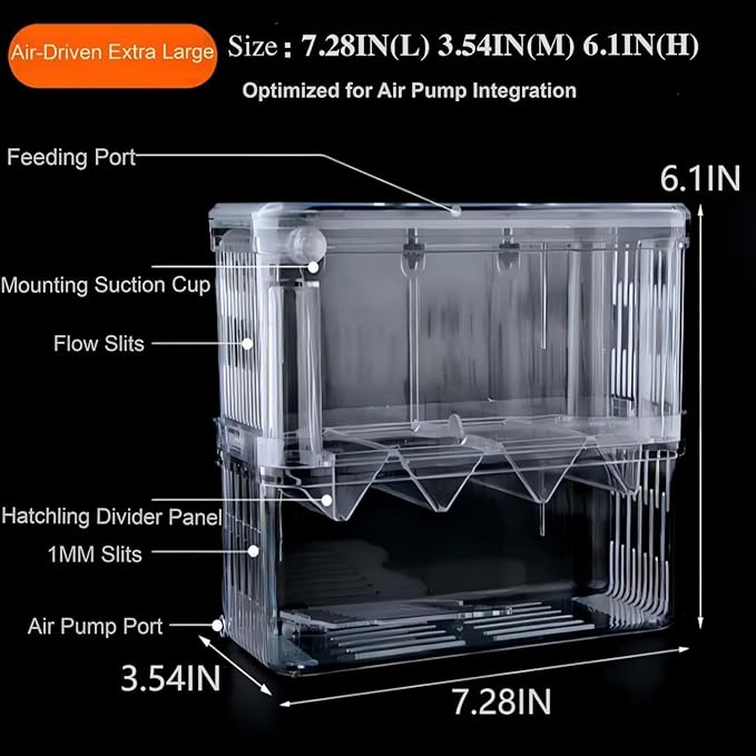 Aquarium Fish Breeder Box Hatchery Incubator,Multi-Functional Acrylic Breeder Isolation Box Hatching Incubator Box for Fish Fry Shrimp Little Turtle Betta Fish