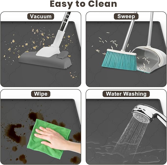 Cat Litter Mat, 28" X 22" Silicone Litter Box Mat, Cat Litter Trapping Mat for Indoor Use, Easy Clean for Scatter Control, Soft on Kitty Paws, Waterproof & Urine Proof, Black