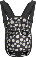 Pawaboo Pet Carrier Backpack, Adjustable Pet Front Cat Dog Carrier Backpack Travel Bag, Legs Out, Easy-Fit for Traveling Hiking Camping for Small Medium Dogs, Large Size, Black Daisy