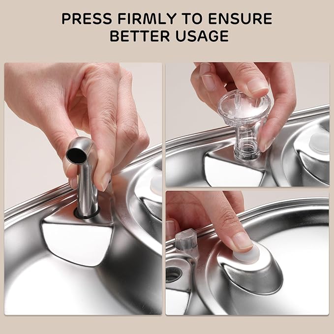 iPettie Water Fountain Filters Kits for Twins Cat Water Fountain Stainless Steel with Two Spouts, IP-WF-S05-F4, 4 x Carbon Filter, 4 x Sponge Filter