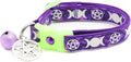 Wicca Cat Collar with Occult Charm & Bell | Witch's Familiar Cat Collar | Glow in The Dark | Safety Breakaway Collar (Small(10lbs & Less), Amethyst)