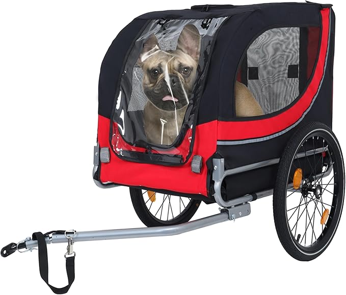Large Dog Bike Trailer, All-Terrain Pet Carrier, Cargo Carrier, Durable Steel Frame for Travel, Cycling, Outdoor Adventures