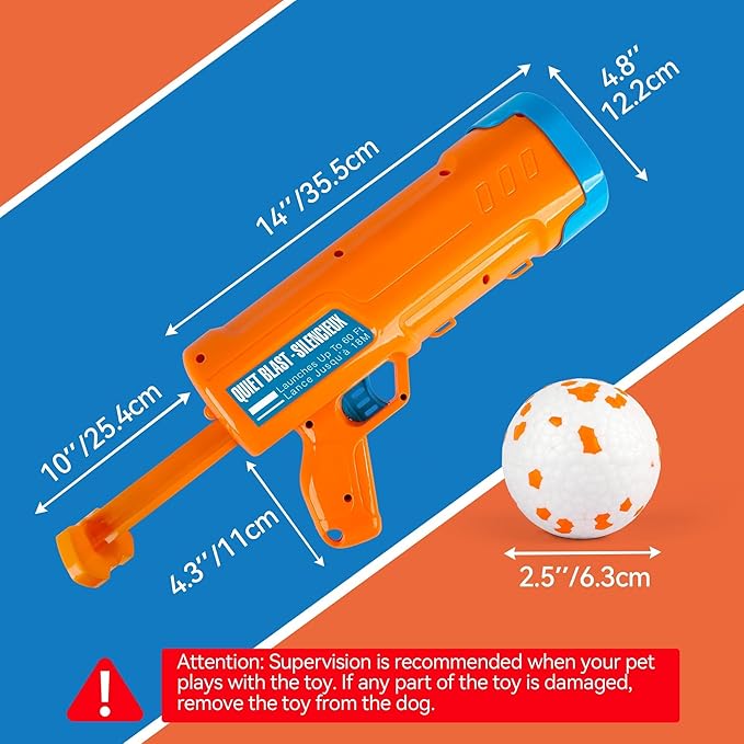 ALL FOR PAWS Dog Ball Launcher, Upgraded Dog Ball Blaster with 3 ETPU Balls, Interactive Thrower for Medium to Large Dogs, Play Fetch Toy for Dogs for Outdoor Exercise