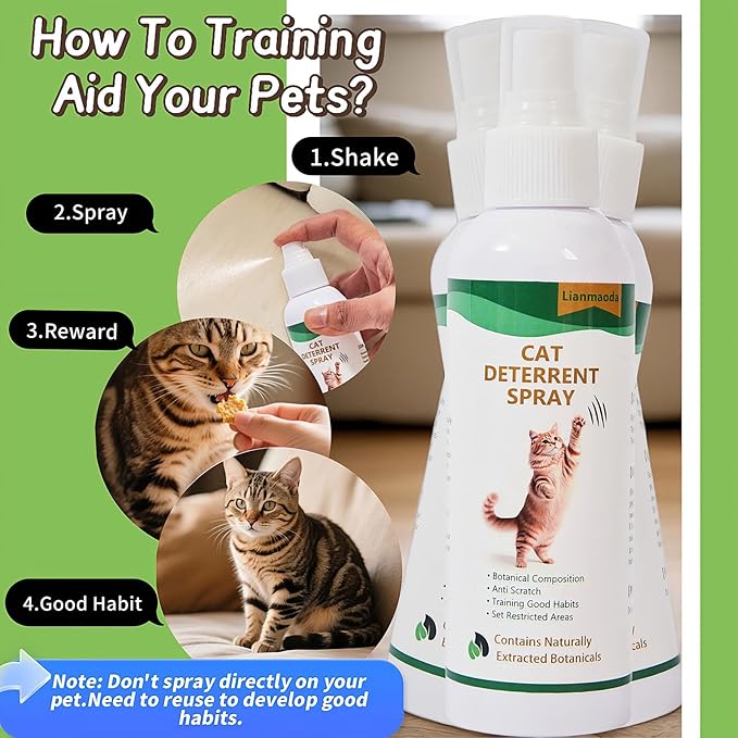 Cat Deterrent Spray,Enhanced Cat Repellent Prevent Cats from Scratching and Biting, Furniture, Sofa, Carpet, Curtains, Ornaments, Train Cats to Stay Away from The Activity Restricted Area