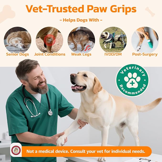 Non-Slip Dog Paw Protector Pads for Senior Dogs, Dog Paw Traction Stickers with Anti-Slip Rubber, Help Dogs Walk on Hardwood Floor, Essentials,Pink 48pcs, XXL 61-80lbs