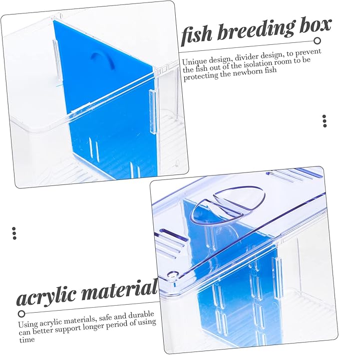 Fish Breeding Box Acrylic Isolation Hatchery Tank for Tropical Fish Guppies and Betta Fry Room Design with Removable Divider Easy to Clean and Install
