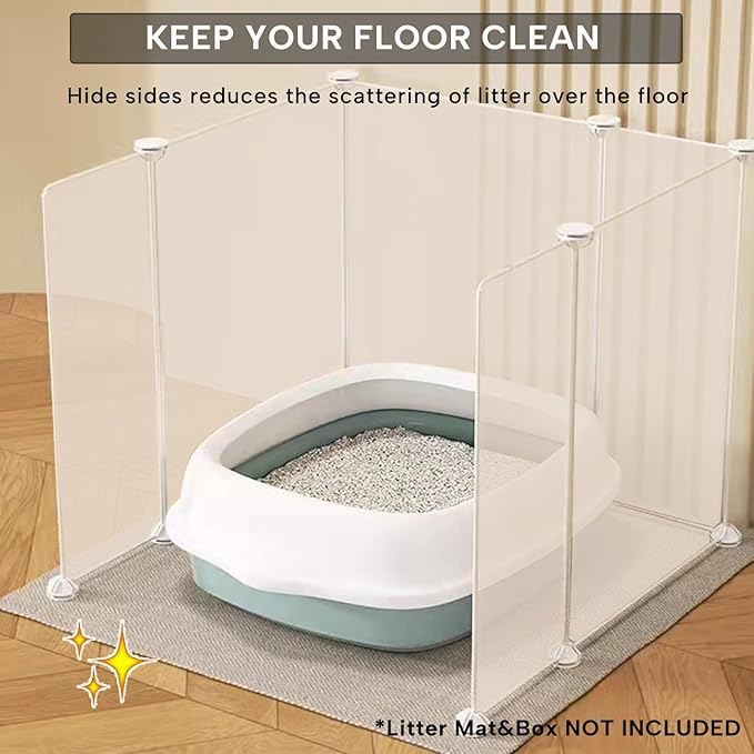 KEYIDE High Wall Cat Litter Box Splash Guard, DIY Cat Litter Pan Siding Kitten Litter Tray Pee Shield Dog Scatter Barrier, 24L x 19W x 16H Keep Floor Clean