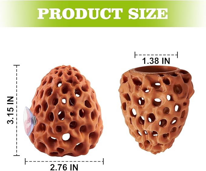 Shrimp Dome Hide, Shrimp Hides for Aquarium, Betta Fish Hideout with Suction Cup, Betta Habitat Tank Ornament Accessories, Aquarium Decor for Small Fish Guppy Hiding Resting (Brown)