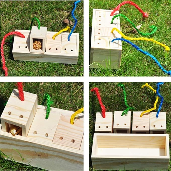Litewoo Bird Foraging Feeder Toy Training Intelligence Box Wooden for Parrot Budgie Parakeet Cockatiel Conure African Grey Cockatoo Amazon Finch Canary